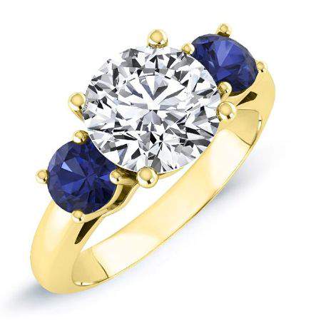 fuschia - round moissanite engagement ring 14k yellow gold / 0.50 ct center - 1.06 ct total weight