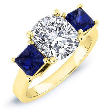 ilex - cushion diamond engagement ring 14k yellow gold / 0.50 ct center - 1.3 ct total weight / high quality: clarity vs2 | colo