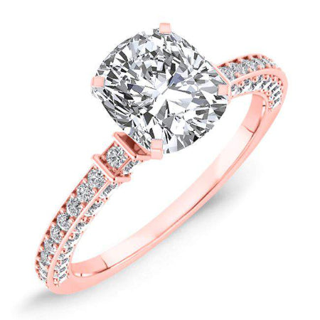 daphne - cushion diamond engagement ring 14k rose gold / 0.50 ct center - 0.98 ct total weight / high quality: clarity vs2 | col