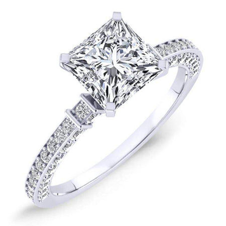 daphne - princess diamond engagement ring 14k white gold / 0.50 ct center - 0.98 ct total weight / high quality: clarity vs2 | c