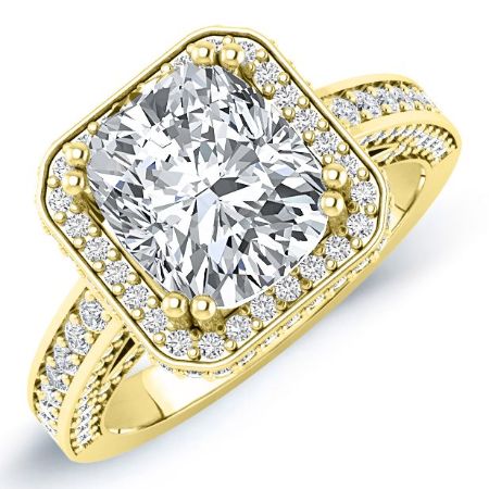 buttercup - cushion moissanite engagement ring 14k yellow gold / 0.50 ct center - 1.39 ct total weight