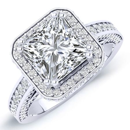 buttercup - princess diamond engagement ring 14k white gold / 0.50 ct center - 1.4 ct total weight / high quality: clarity vs2 |