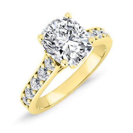 calluna - cushion lab diamond engagement ring vs2 f (igi certified) 14k yellow gold / 0.50 ct center - 0.9 ct total weight