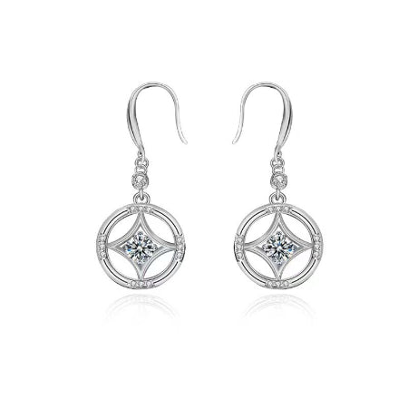 Sally Round Pearl & Diamond Dangling Earrings 14K White Gold / 1.00 ct Total Weight / Standard: Clarity I1-I3 | Color H-I -  BeverlyDiamonds, V1624