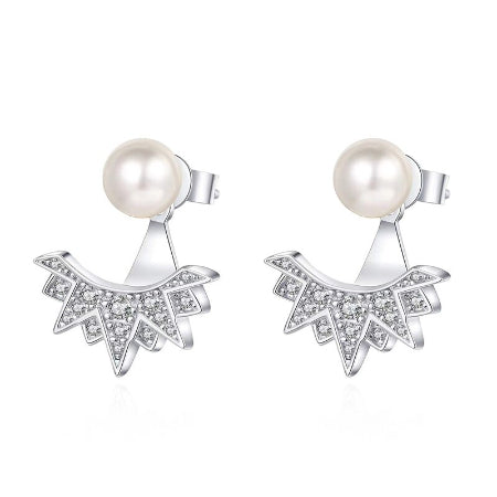 Joy Diamond & Pearl Earrings 14K White Gold / 0.30 ct Total Weight / Standard: Clarity I1-I3 | Color H-I -  BeverlyDiamonds, V1641