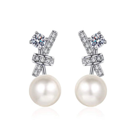 Kali Diamond & Pearl Earrings 14K White Gold / 0.72 ct Total Weight / Standard: Clarity I1-I3 | Color H-I -  BeverlyDiamonds, V1684