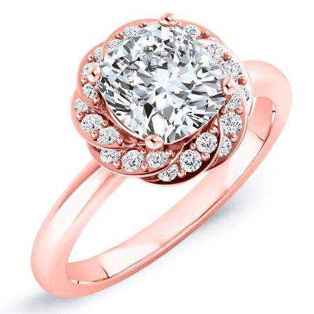 almond - cushion lab diamond engagement ring vs2 f (igi certified) 14k rose gold / 0.50 ct center - 0.78 ct total weight