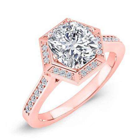 anise - cushion moissanite engagement ring 14k rose gold / 0.50 ct center - 0.71 ct total weight