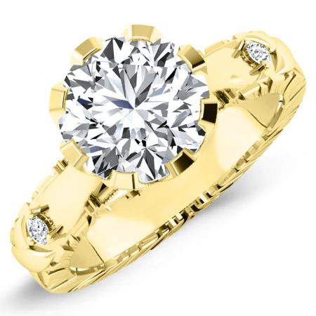 arbor - round lab diamond engagement ring vs2 f (igi certified) 14k yellow gold / 0.50 ct center - 0.57 ct total weight