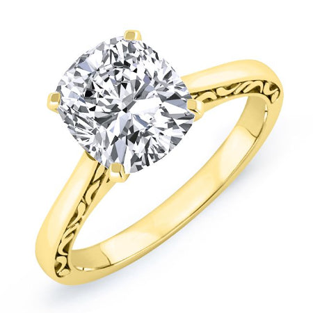 astilbe - cushion lab diamond engagement ring vs2 f (igi certified) 14k yellow gold / 0.50 ct center - 0.5 ct total weight