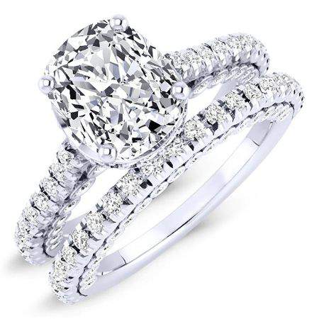 Garland - Cushion Diamond Bridal Set 18K White Gold / 3.00 ct Center - 4.36 ct Total Weight / Standard: Clarity I1-I3 | Color H- -  BeverlyDiamonds, TR2726