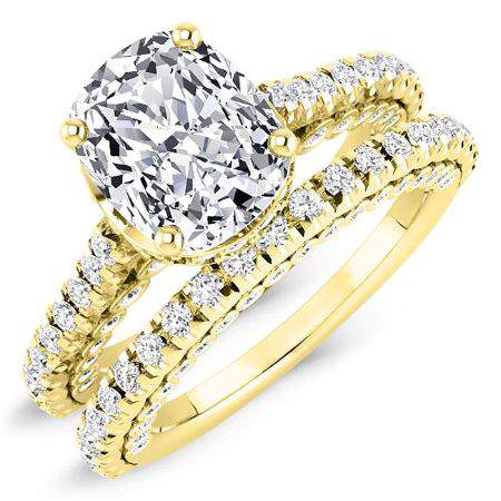 Garland - Cushion Diamond Bridal Set 14K Yellow Gold / 3.00 ct Center - 4.36 ct Total Weight / Standard: Clarity I1-I3 | Color H -  BeverlyDiamonds, AU3535
