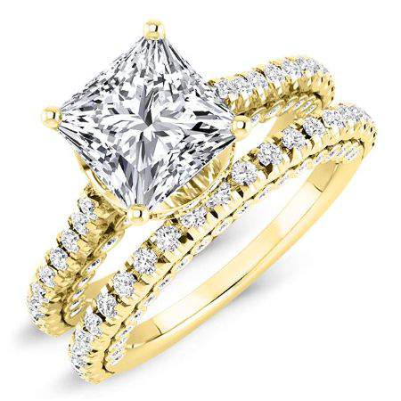 Garland - Princess Diamond Bridal Set 14K Yellow Gold / 3.00 ct Center - 4.36 ct Total Weight / Standard: Clarity I1-I3 | Color -  BeverlyDiamonds, AK5762