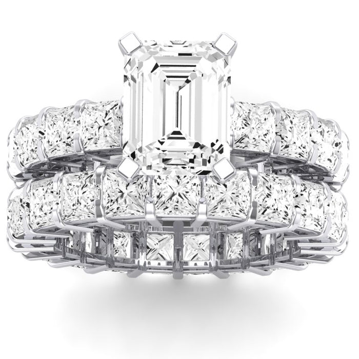 kalina - emerald lab diamond bridal set vs2 f (igi certified) platinum / 0.50 ct center - 2.5 ct total weight