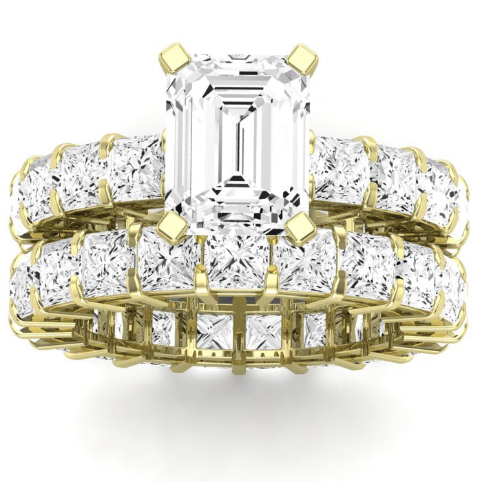 kalina - emerald lab diamond bridal set vs2 f (igi certified) 14k yellow gold / 0.50 ct center - 2.5 ct total weight