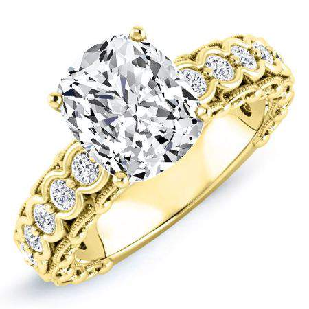 kassia - cushion moissanite engagement ring 14k yellow gold / 0.50 ct center - 1.17 ct total weight