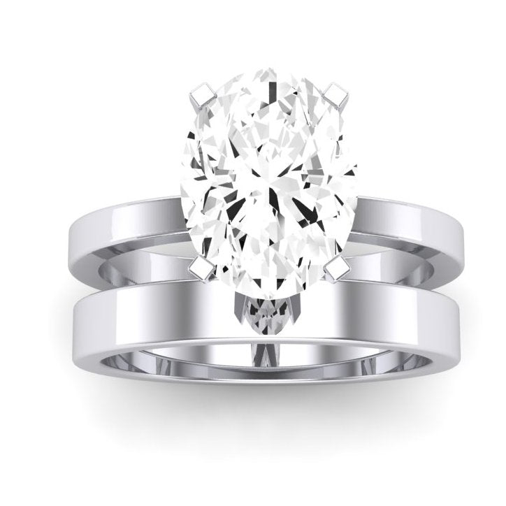 lantana - oval diamond bridal set 14k white gold / 0.50 ct center - 0.5 ct total weight / high quality: clarity vs2 | color g