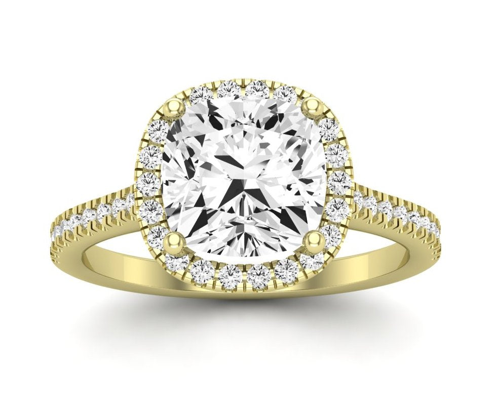 mallow - cushion diamond engagement ring 14k yellow gold / 0.50 ct center - 0.77 ct total weight / high quality: clarity vs2 | c