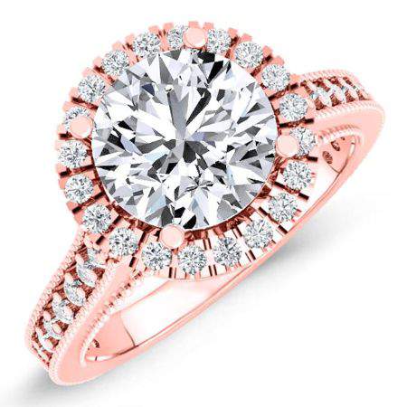 mawar - round diamond engagement ring 14k rose gold / 0.50 ct center - 1.02 ct total weight / high quality: clarity vs2 | color 