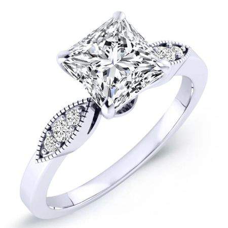 mulberry - princess diamond engagement ring 14k white gold / 0.50 ct center - 0.56 ct total weight / high quality: clarity vs2 |