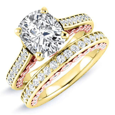 nala - cushion moissanite bridal set 14k yellow gold / 0.50 ct center - 1.96 ct total weight