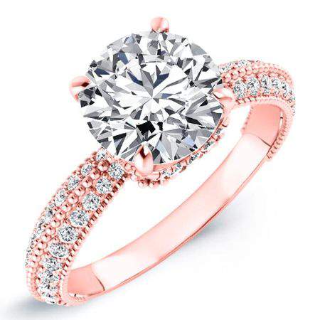 oxalis - round diamond engagement ring 14k rose gold / 0.50 ct center - 0.93 ct total weight / high quality: clarity vs2 | color