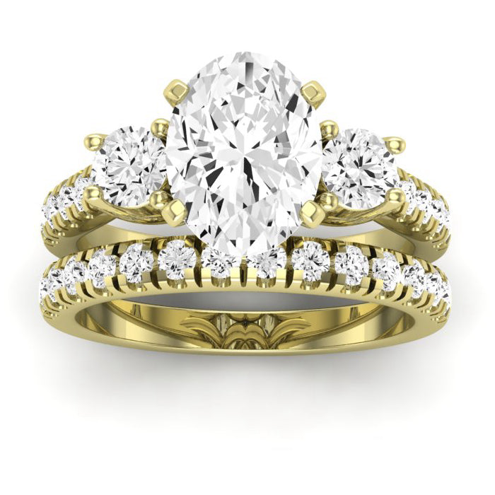 primrose - oval lab diamond bridal set vs2 f (igi certified) 14k yellow gold / 0.50 ct center - 1.56 ct total weight