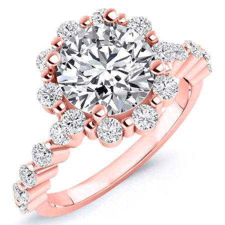 privet - round diamond engagement ring 14k rose gold / 0.50 ct center - 0.79 ct total weight / high quality: clarity vs2 | color