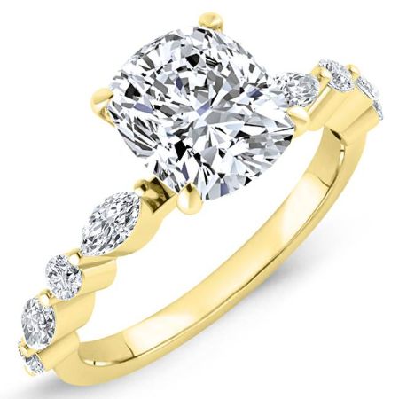 redbud - cushion moissanite engagement ring 14k yellow gold / 3.00 ct center - 3.35 ct total weight