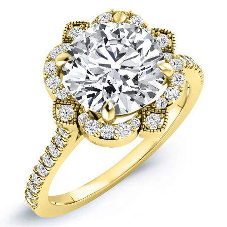 rockrose - round diamond engagement ring 14k yellow gold / 0.50 ct center - 0.9 ct total weight / high quality: clarity vs2 | co