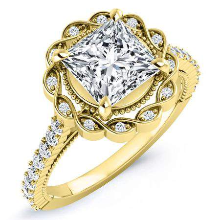 ruellia - princess diamond engagement ring 14k yellow gold / 0.50 ct center - 0.76 ct total weight / high quality: clarity vs2 |