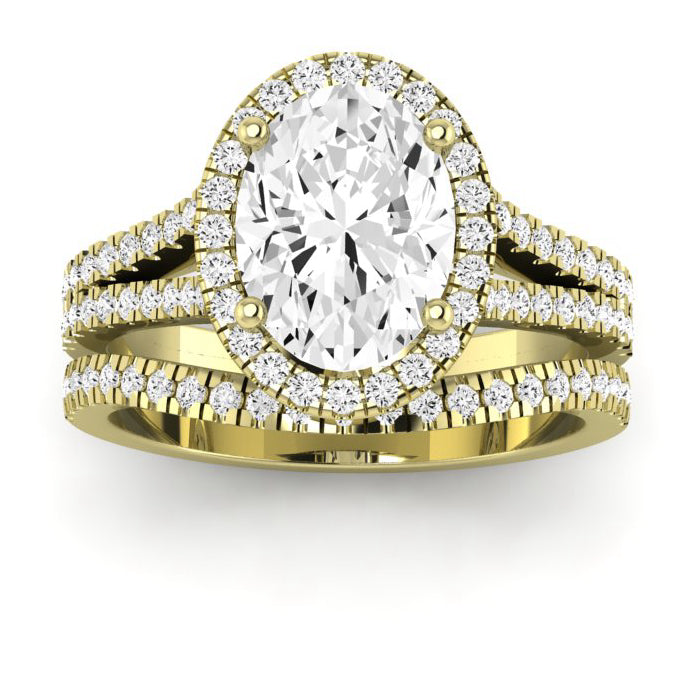 silene - oval lab diamond bridal set vs2 f (igi certified) 14k yellow gold / 0.50 ct center - 1.17 ct total weight