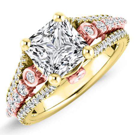 sireli - princess diamond engagement ring 14k yellow gold / 0.50 ct center - 1.24 ct total weight / high quality: clarity vs2 | 