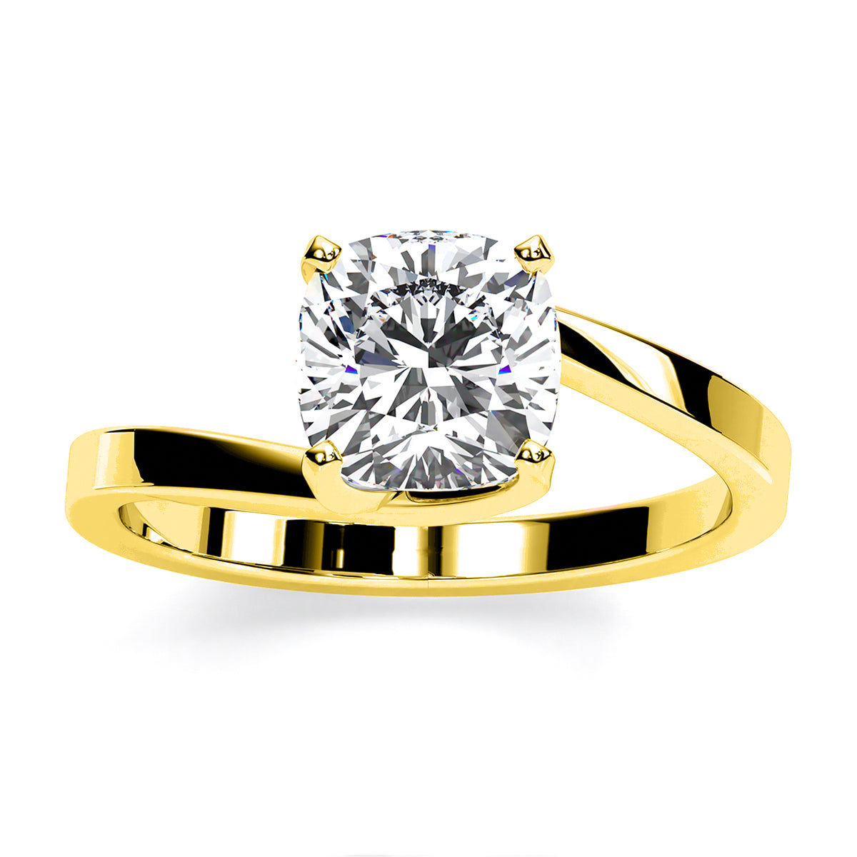 zinnia - cushion diamond engagement ring 14k yellow gold / 0.50 ct center - 0.5 ct total weight / high quality: clarity vs2 | co