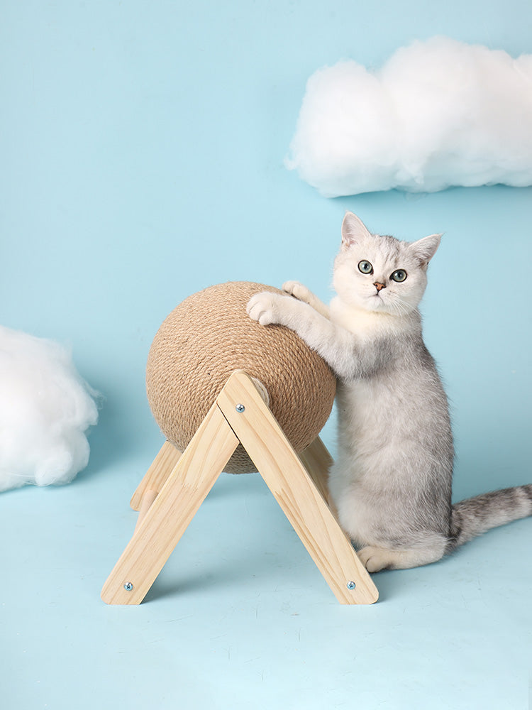 Cat Scratcher Balls with Wooden Stand Gift for Cats