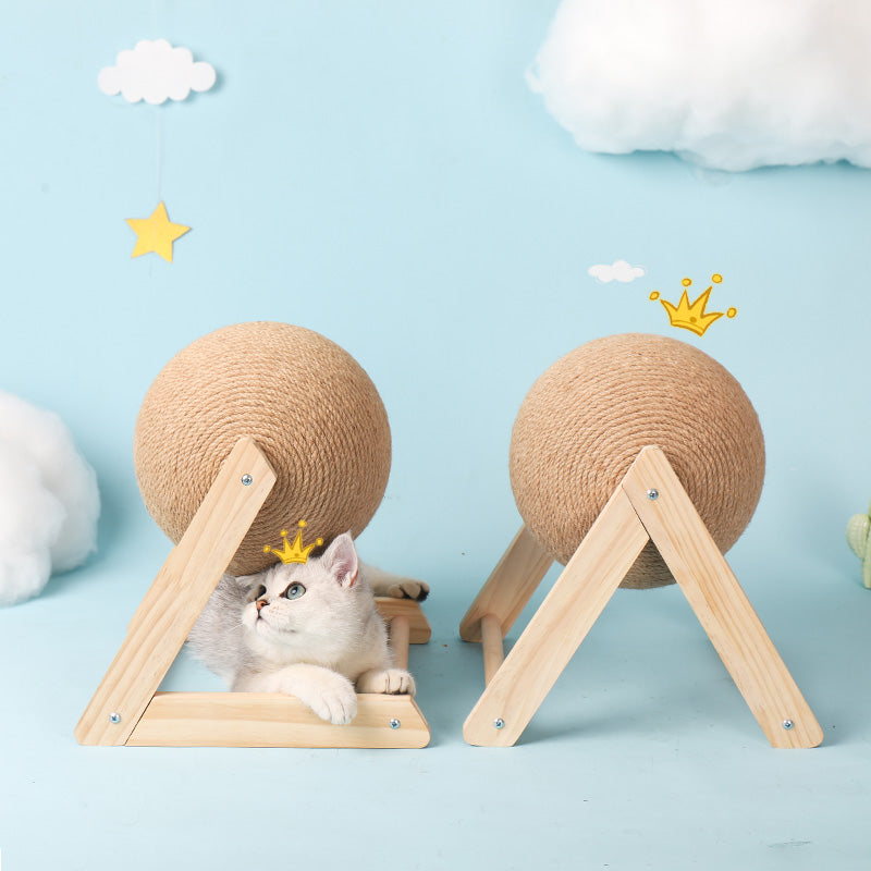 Cat Scratcher Balls with Wooden Stand Unique Design