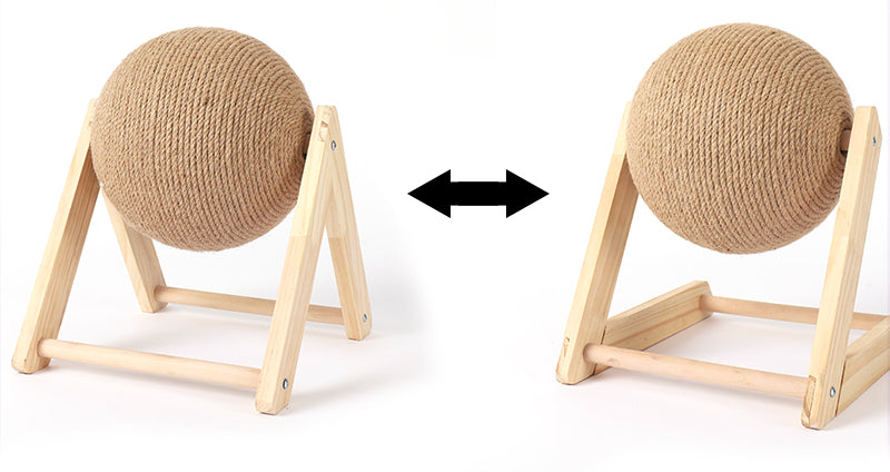 Cat Scratcher Balls with Wooden Stand Wood Transformation
