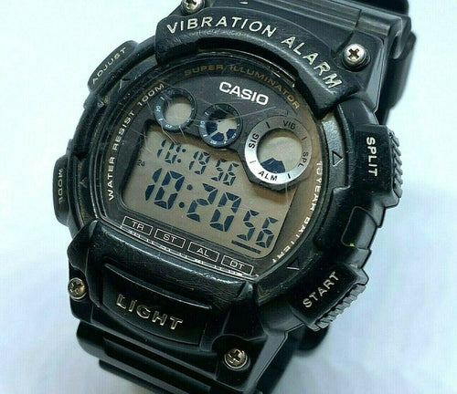 Casio W-735H Mens 100m Black Digital Vibration Alarm Quartz Watch