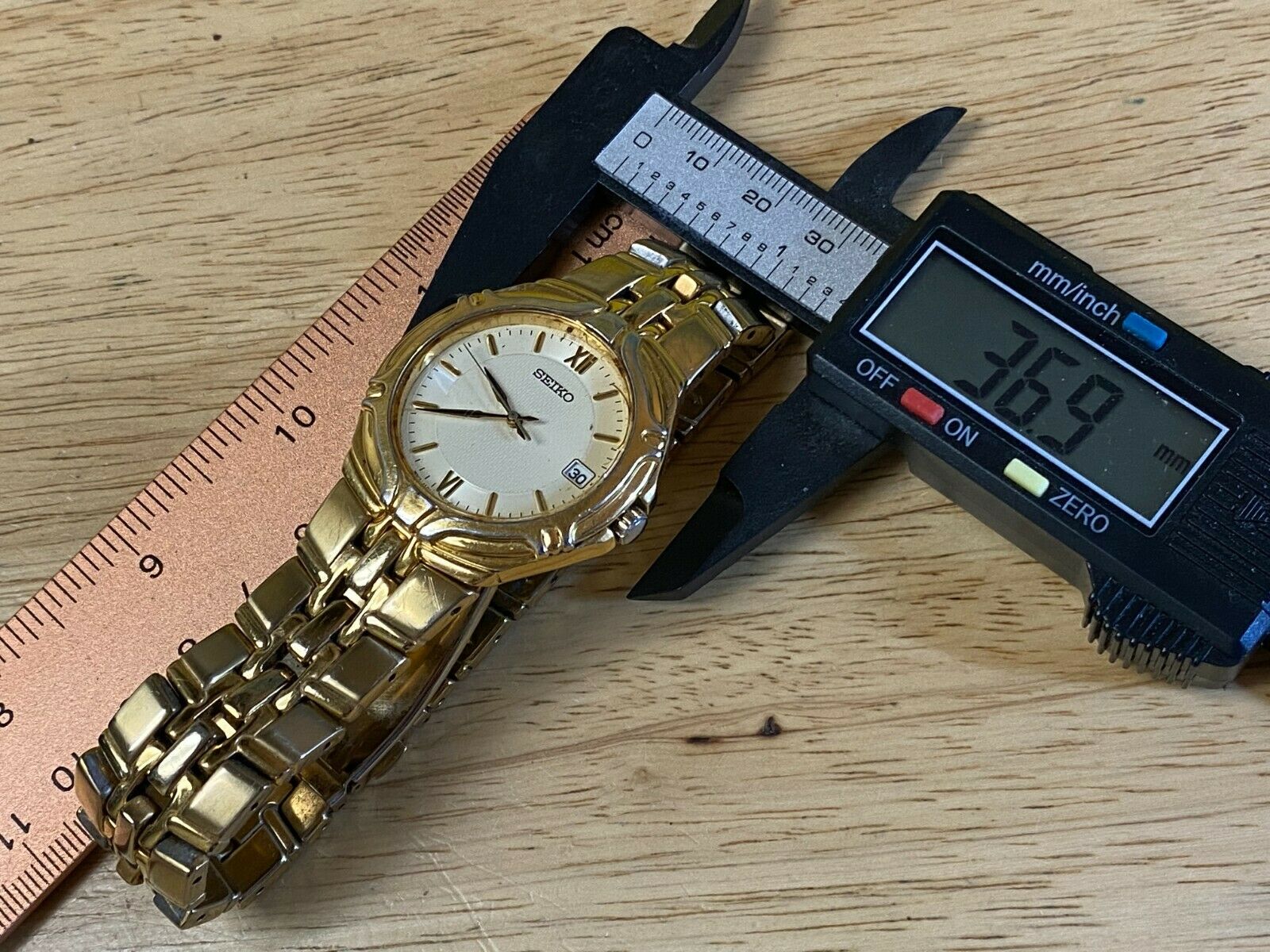 Seiko 7N42-6C10 Mens Gold Tone Steel Analog Quartz Watch Hours~Date~Ne –  Vfashionwatches