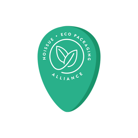 noissue eco-alliance badge in off green color with white leaves