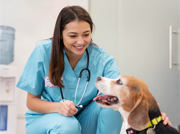 Dr. Miller with a dog