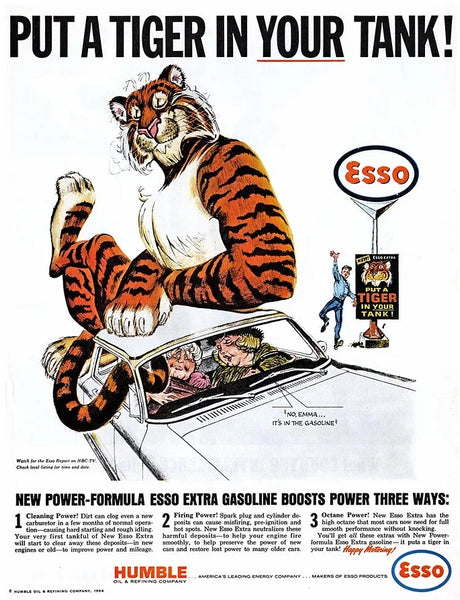 Put a Tiger in Your Tank Newspaper High Energy Esso Extra Gasoline Ad
