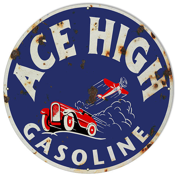 Ace High Gasoline Metal Sign