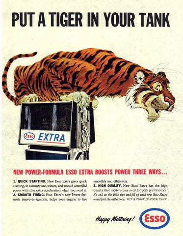 Esso Tiger Magazine Ad for Esso Gasoline