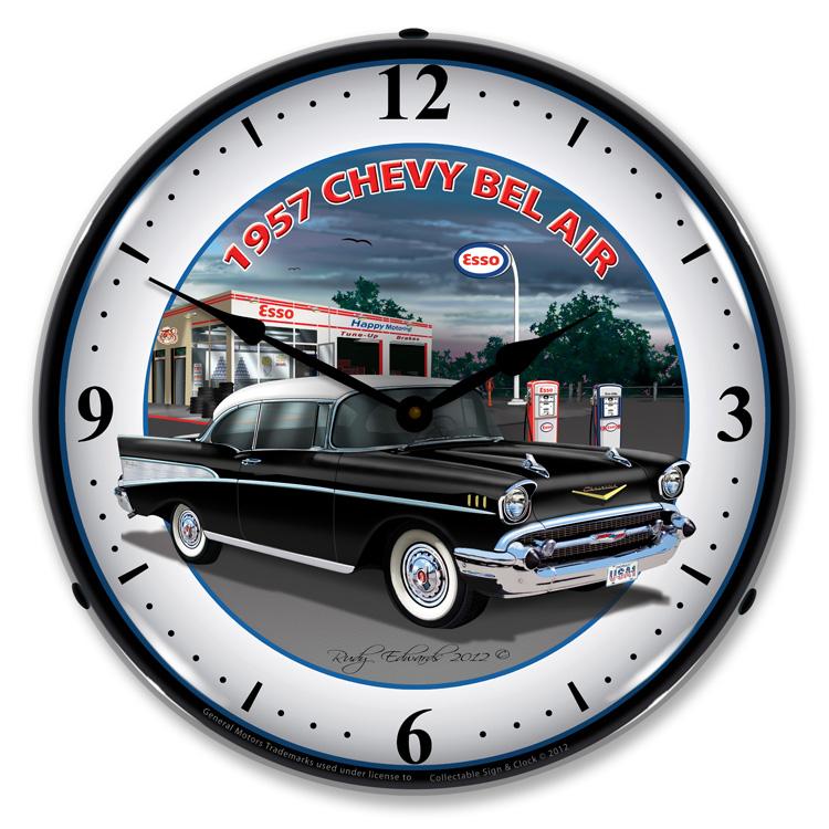 1957 Chevy Esso LED Clock-LED Clocks-Grease Monkey Garage