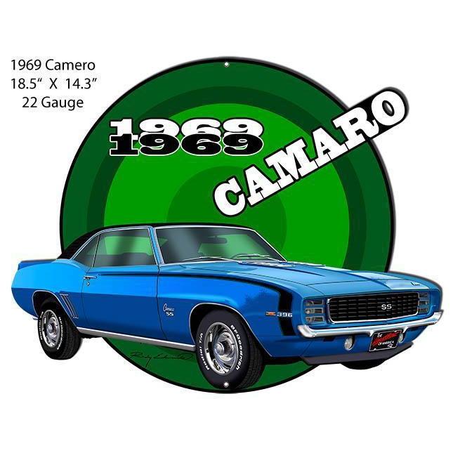 1969 Blue Camaro SS Laser Cut Metal Sign