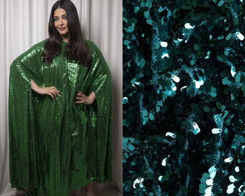 Aishwarya Rai Bachchan’s Look In Green Sequined Valentino Cape Dress