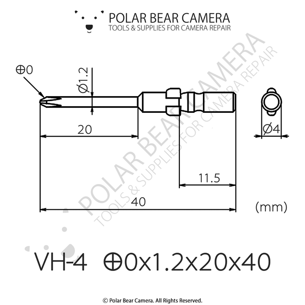 OHMI JIS Screwdriver Bits VH-4 0x1.4x20x40 (JAPAN) - Fits BP4