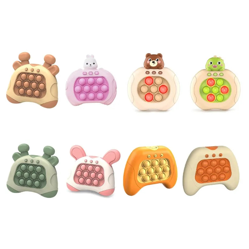 Handheld Game Console Light Up Pop-Game Toy Sensory Fidget Toy Cartoon Puzzle Game Machine with Sound Kids Stress Toy
