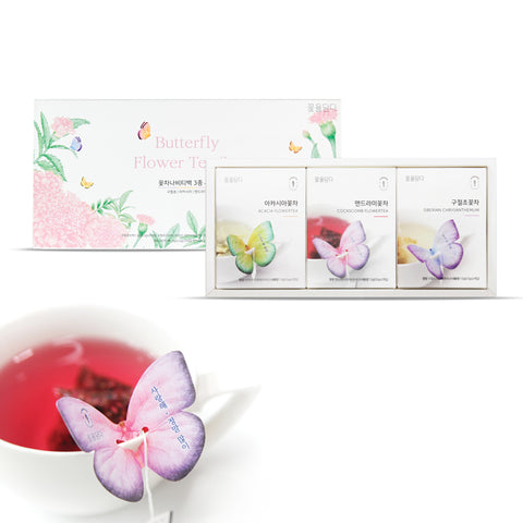 韩国 KKOKDAM 一花一茶 高级茶 - 3种蝴蝶花茶包礼盒(粉红9个装)